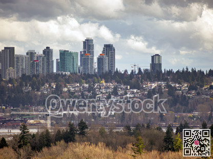Surrey downtown view on cloudy sky background