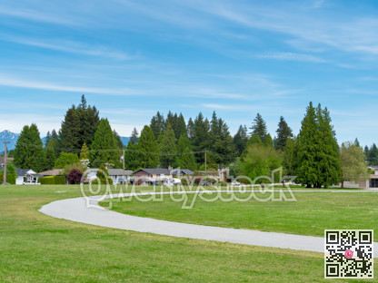 Gravel jogging track in recreational park in residential are