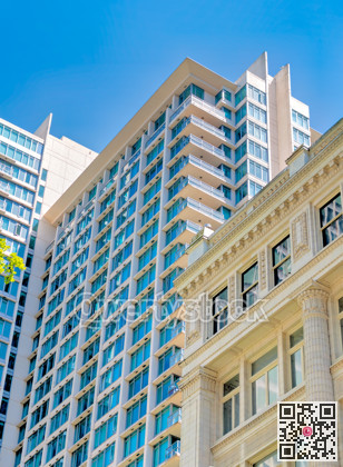 Architecture of historic and modern buildings in downtown of Vancouver, Canada