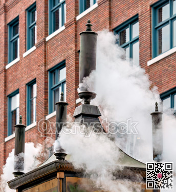 Steam street clock doing the noon chime in Vancouver, Canada