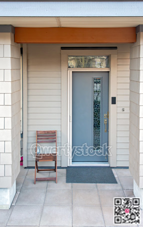 Ground level entrance of residential apartment in low-rise building