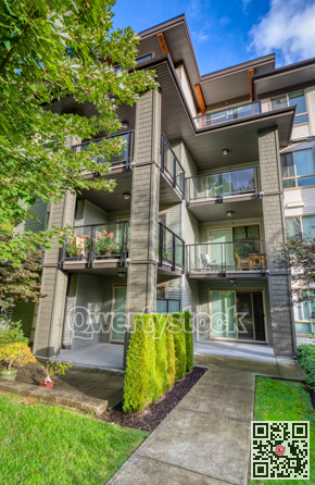New apartment residential building on blue sky background
