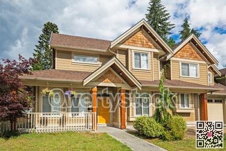 Nice family house on cloudy sky background