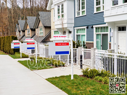 Row of brand new residential townhouses for sale