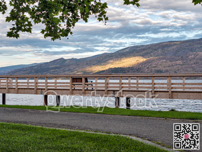 New wooden boardwalk along the waterfront on Okanagan lake