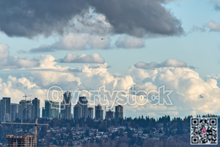 Surrey downtown view on cloudy sky background