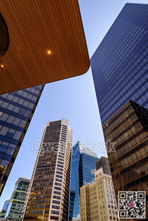Architecture of historic and modern buildings in downtown of Vancouver, Canada