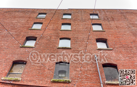 Brick wall of histrical office building in downtown of Vancouver