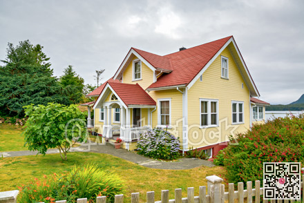 Luxury residential house at waterfront on Pacific ocean bay