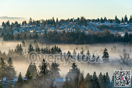 Residential houses in suburban of Vancouver on early morning winter day