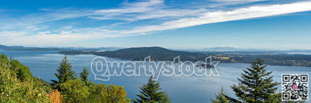 Panoramic landscape view with mountain Baker from Vancouver island