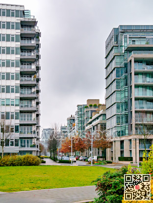 Residential area in Vancouver on autumn overcast day