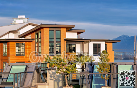 Top of residential apartment and townhouses in Queensborough community