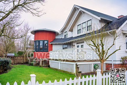 Back yard of nice residential house with rotunda