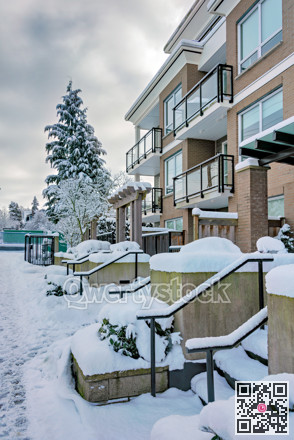 Low-rise residential building on winter season in Vancouver, Canada