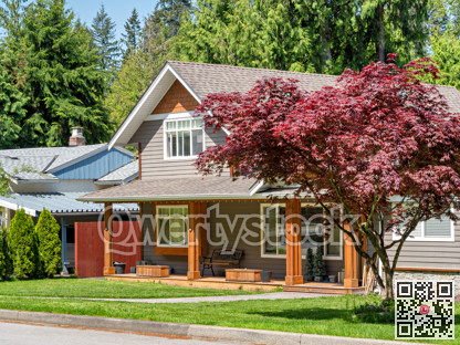 Nice residential house with green lawn in front