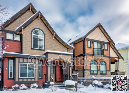 Brand new residential houses on winter season in Vancouver, Canada