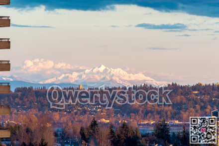 Mountain Baker view in sunset light from urban area
