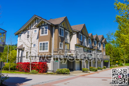 Row of new townhouses in Burnaby, Canada