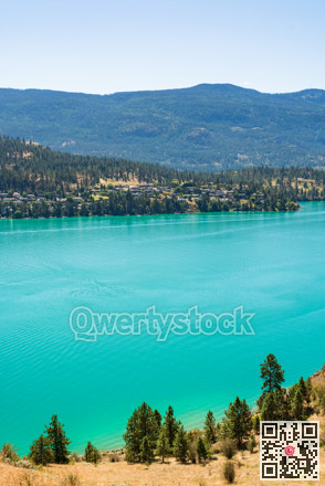 Scenery with great view on Kalamaka lake and Rocky mountain