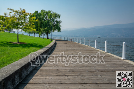 Walkway along the waterfront on Okanagan lake in British Columbia