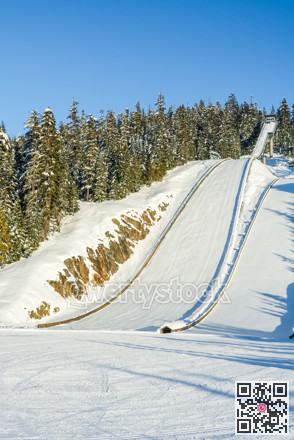 Structure for ski jumping. Ski jumping resort on winter season