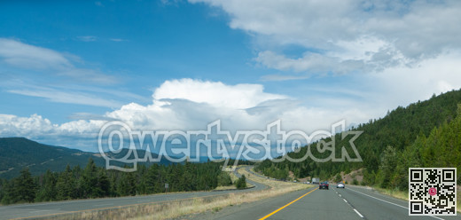 Curve of busy mountain road in British Columbia.