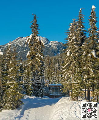 Pathway to a tourist shelter of a ski resort on the winter season