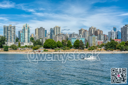 View on Vancouver downtown with cloudy sky background