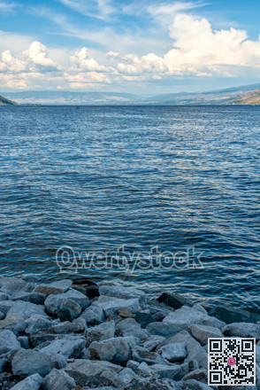 Okanagan lake overview on a bright summer day