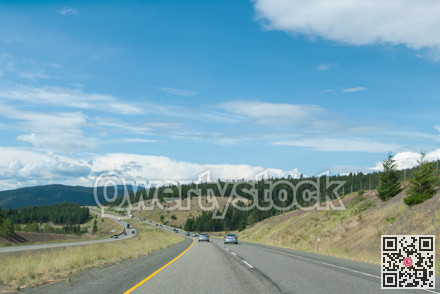 Curve of busy mountain road in British Columbia