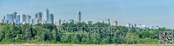 Panoramic view of Metrotown on bright summer day