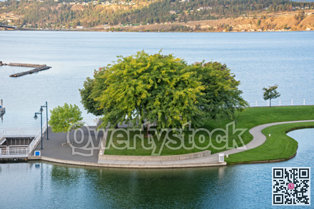 Landscape of recreational park on Okanagan lake shore