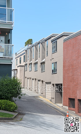 Back street drive in residential area of Vancouver