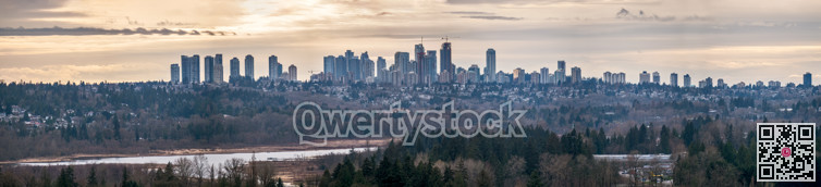Autum urban cityscape on cloudy sky background