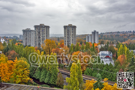 Colorful cityscape on autum season in Burnaby, BC, Canada