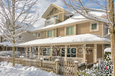 Residential duplex house on sunny winter day in Coquitlam, BC, Canada