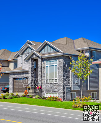 A perfect neigborhood. Luxury residential house with wide garage door