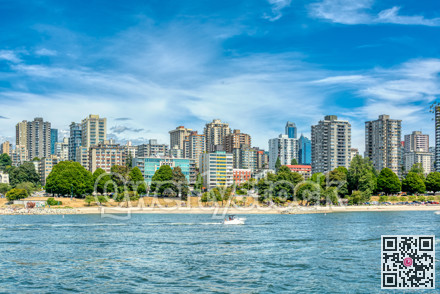 View on Vancouver downtown with cloudy sky background