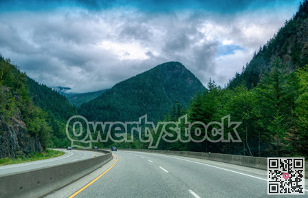 Turn of mountain road in British Columbia.