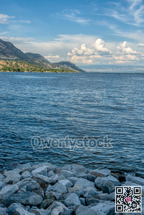 Okanagan lake overview on a bright summer day