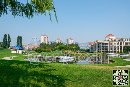 Luxury residential buildings with water channel at front