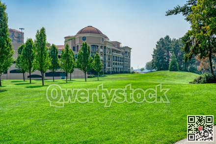 Resort park and residential area in downtown of Kelowna