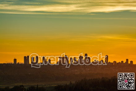 Expressive sunset in Metrotown of Vancouver, Canada