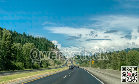 Busy highway one streaming through Roky mountains in British Columbia