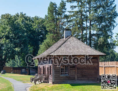 Historic wood log residential building in British Columbia