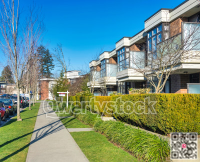 Row of residetial townhouses on winter season in British Columbia