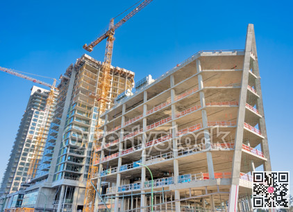 New building under construction on a bright winter day