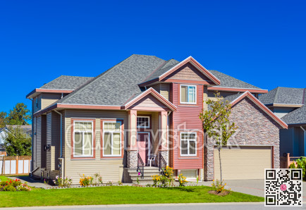 New family house on sunny day on blue sky background