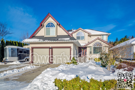 Luxury residential house with double garage on winter season